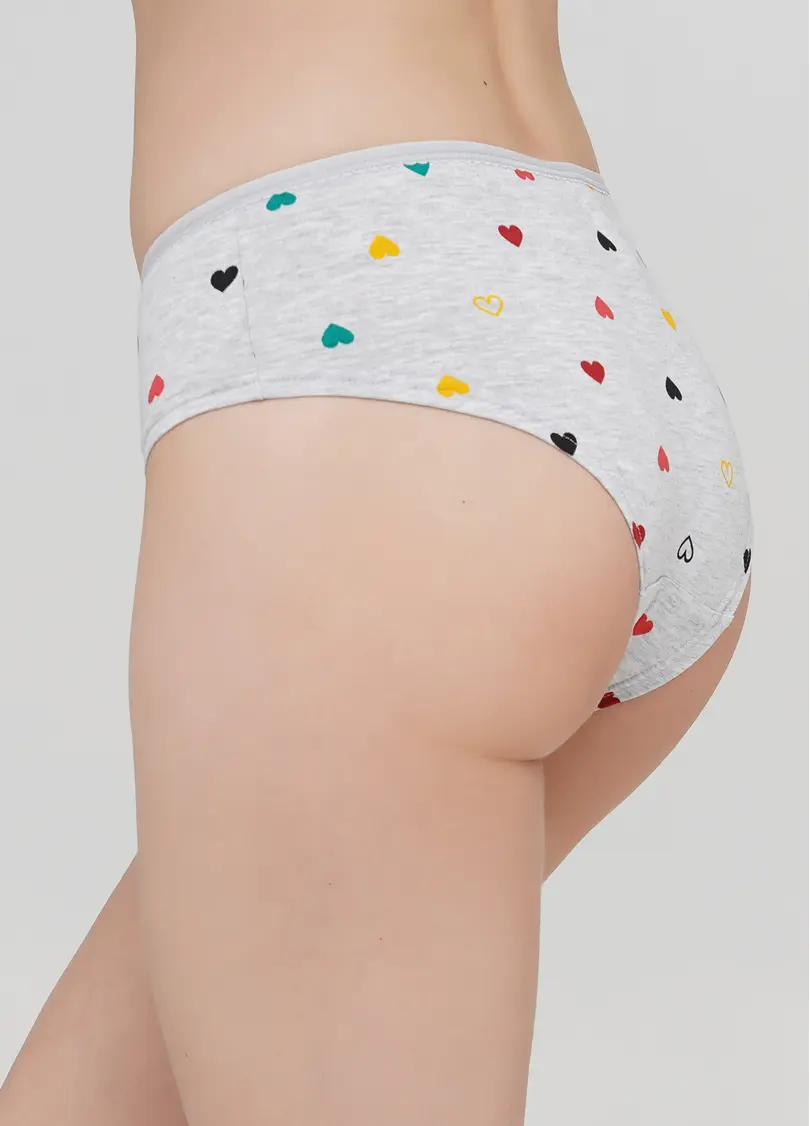 Бавовняні трусики кюлоти в сердечки Base 2602/60 melange hearts (меланж)