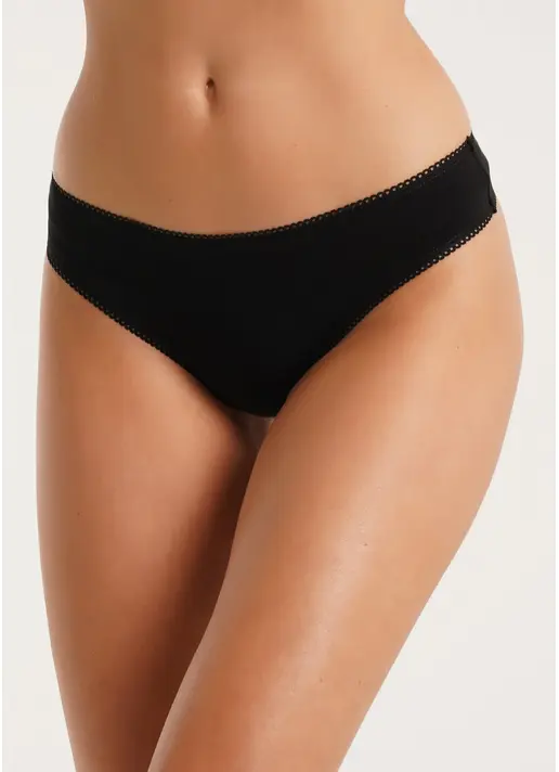 Трусики стрінги з бавовни Basic 2102/60 black (чорний)