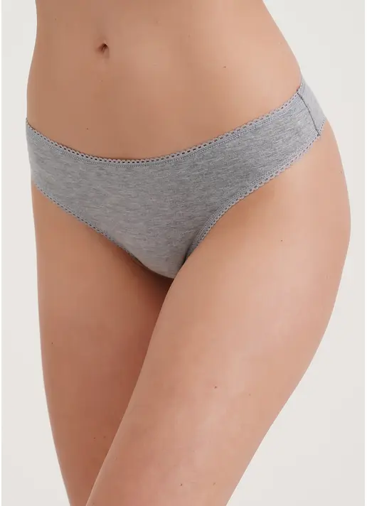 Трусики стрінги з бавовни Basic 2102/60 grey melange (сірий)