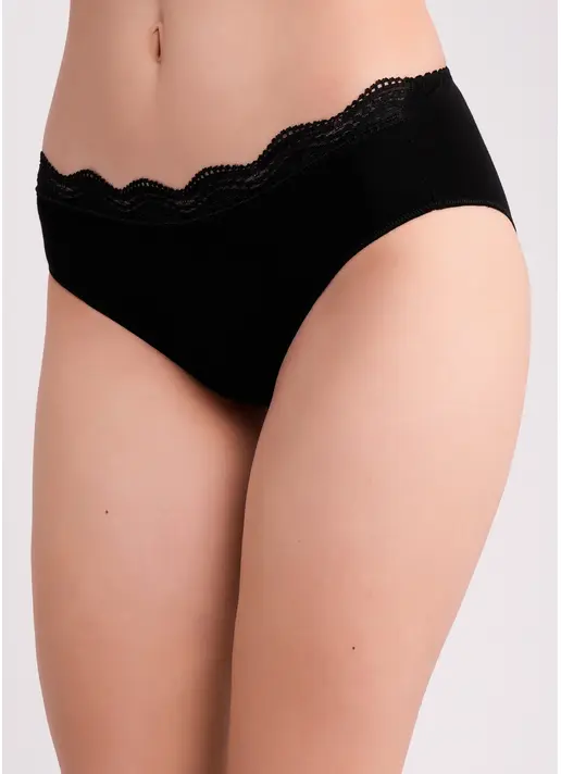 Труси сліпи з бавовни з мереживом Basic chic 2317/61 black (чорний)