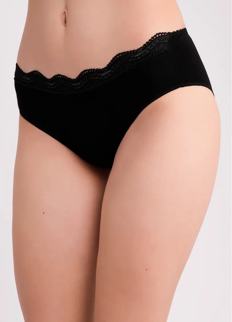 Труси сліпи з бавовни з мереживом Basic chic 2317/61 black (чорний)