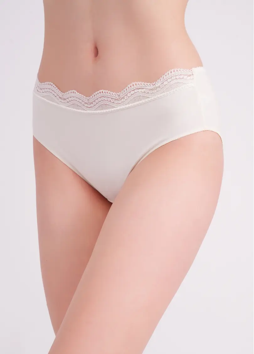 Труси сліпи з бавовни з мереживом Basic chic 2317/61 milk (білий)