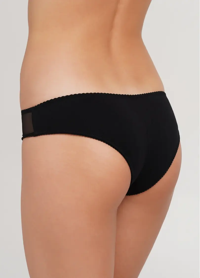 Трусики бразиліана з сіткою Basic cotton 2206/62 black (чорний)