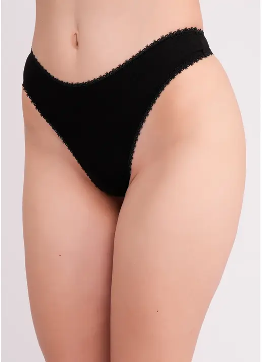 Трусики стрінги бавовняні з сіткою Basic net 2102/62 black (чорний)