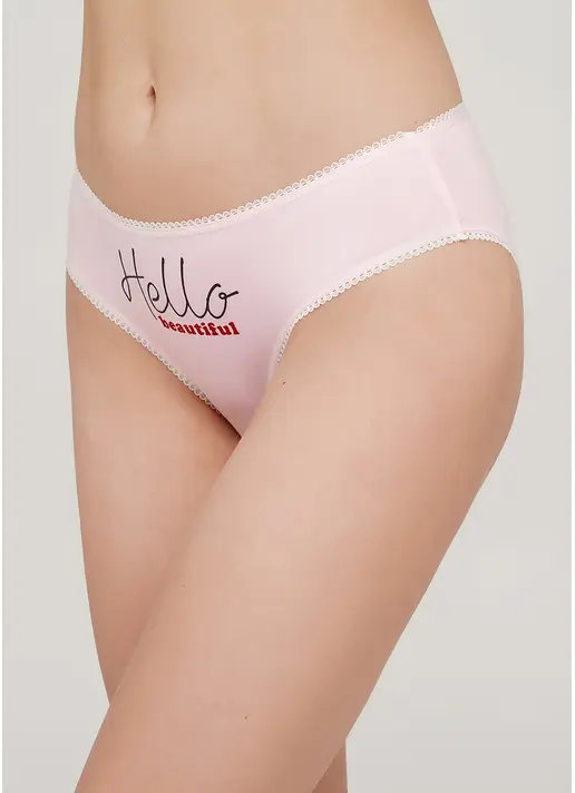 Бавовняні трусики сліпи з принтом Basic print 2301/60 hello beautiful (рожевий)