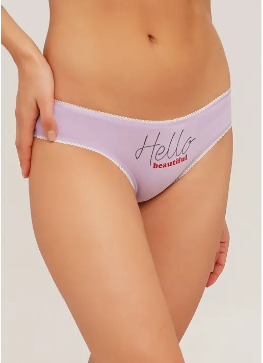 Бавовняні трусики сліпи з принтом Basic print 2301/60 lilac (фіолетовий)
