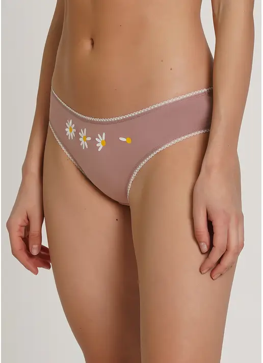 Бавовняні трусики сліпи з принтом Basic print 2301/60 powder/camomile (рожевий)