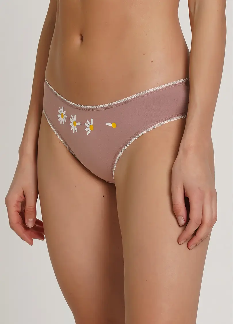 Бавовняні трусики сліпи з принтом Basic print 2301/60 powder/camomile (рожевий)
