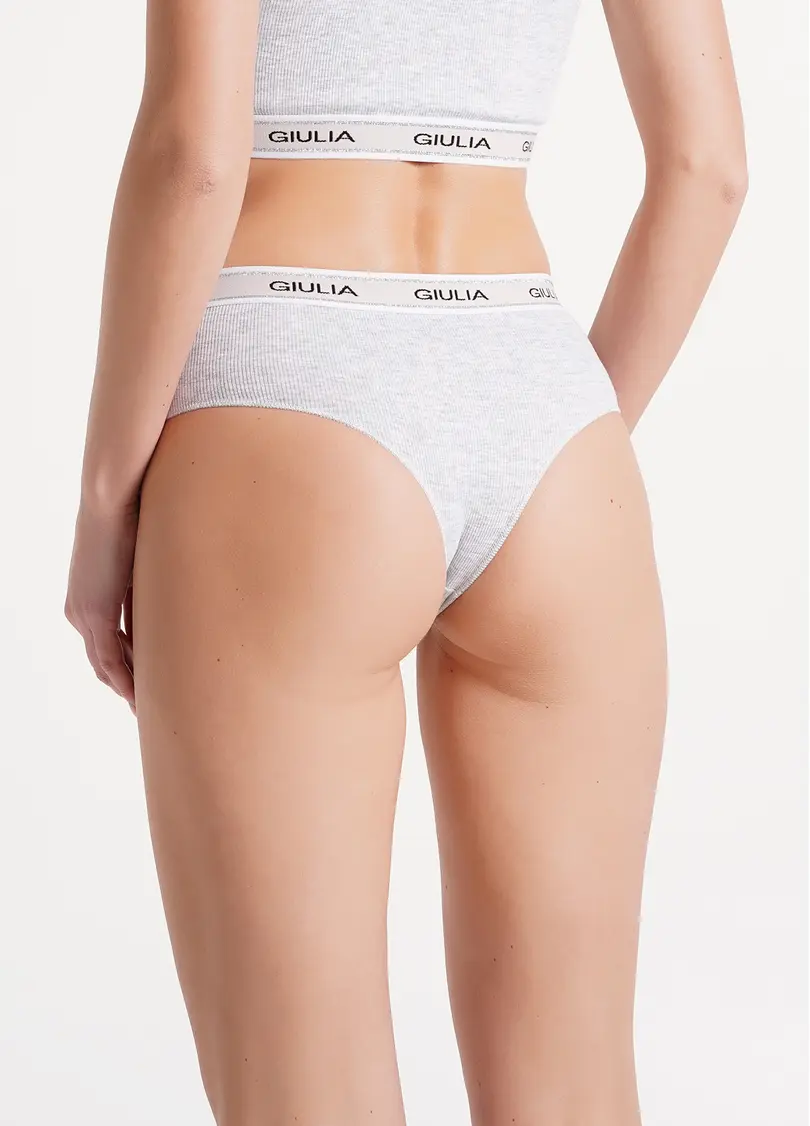 Бавовняні трусики бразиліана в рубчик Brasilian briefs rib 2201/60 grey (сірий)