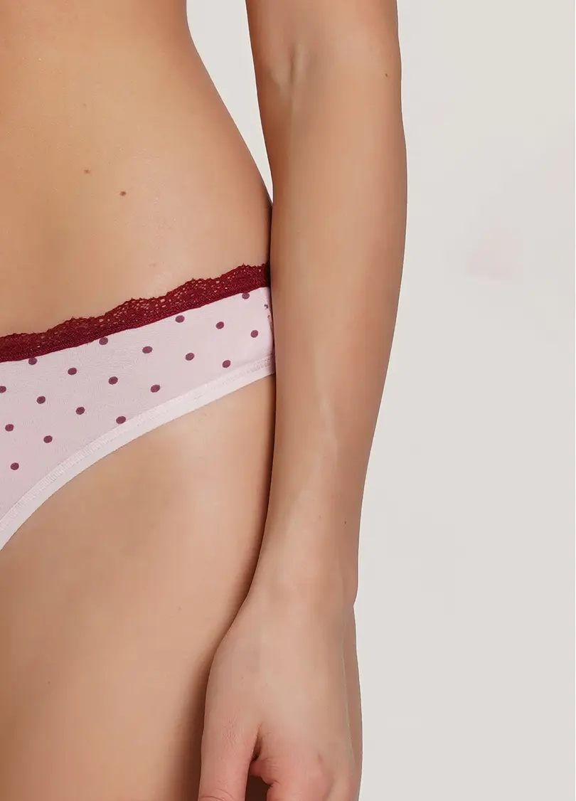 Бавовняні трусики стрінги в горох Cotton print 2102/61 pink dots (рожевий)