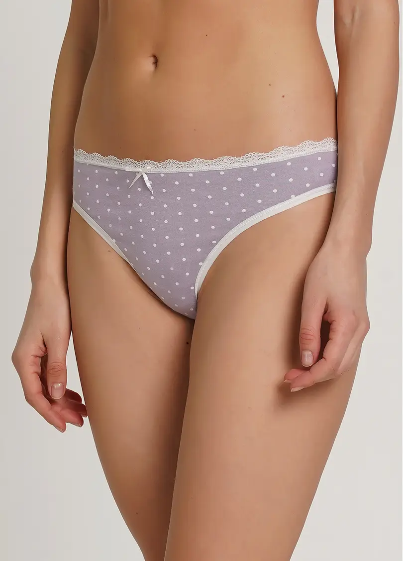 Бавовняні трусики стрінги в горох Cotton print 2102/61 purple dots (фіолетовий)