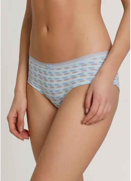Трусики кюлоти в принт Cotton print 2602/06 blue arrows (блакитний)