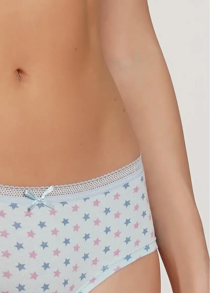 Трусики кюлоти в принт Cotton print 2602/06 blue stars (блакитний)