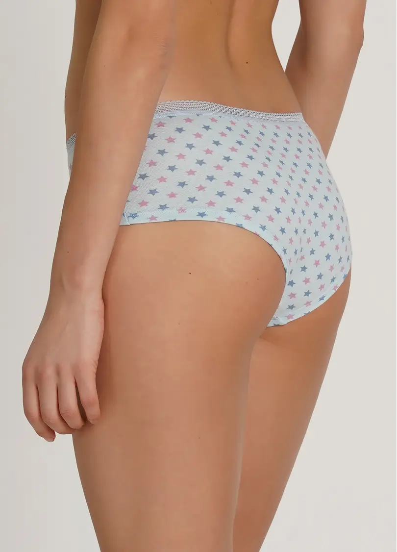 Трусики кюлоти в принт Cotton print 2602/06 blue stars (блакитний)
