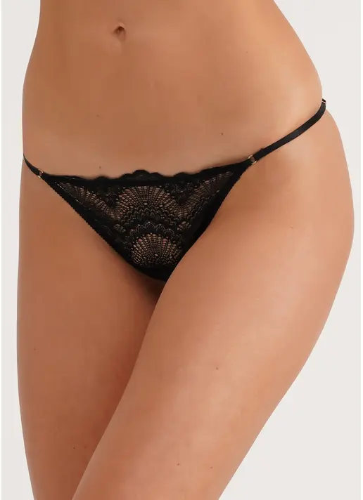 Трусики стрінги мереживні на тасьмі Delicate lace 2108/31 black (чорний)