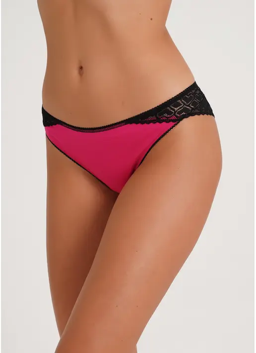 Трусики бразиліана з мереживом Elegant 2204/61 pink/black (рожевий)