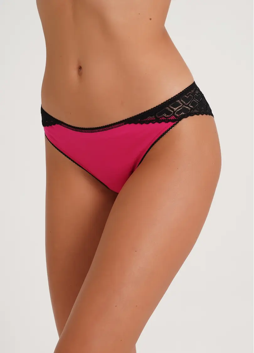 Трусики бразиліана з мереживом Elegant 2204/61 pink/black (рожевий)