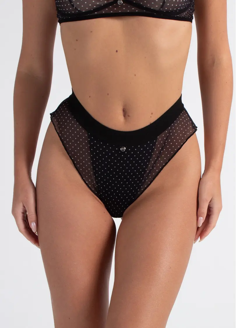 Бразиліана з сітки Glam 2240/40 black dots (чорний)