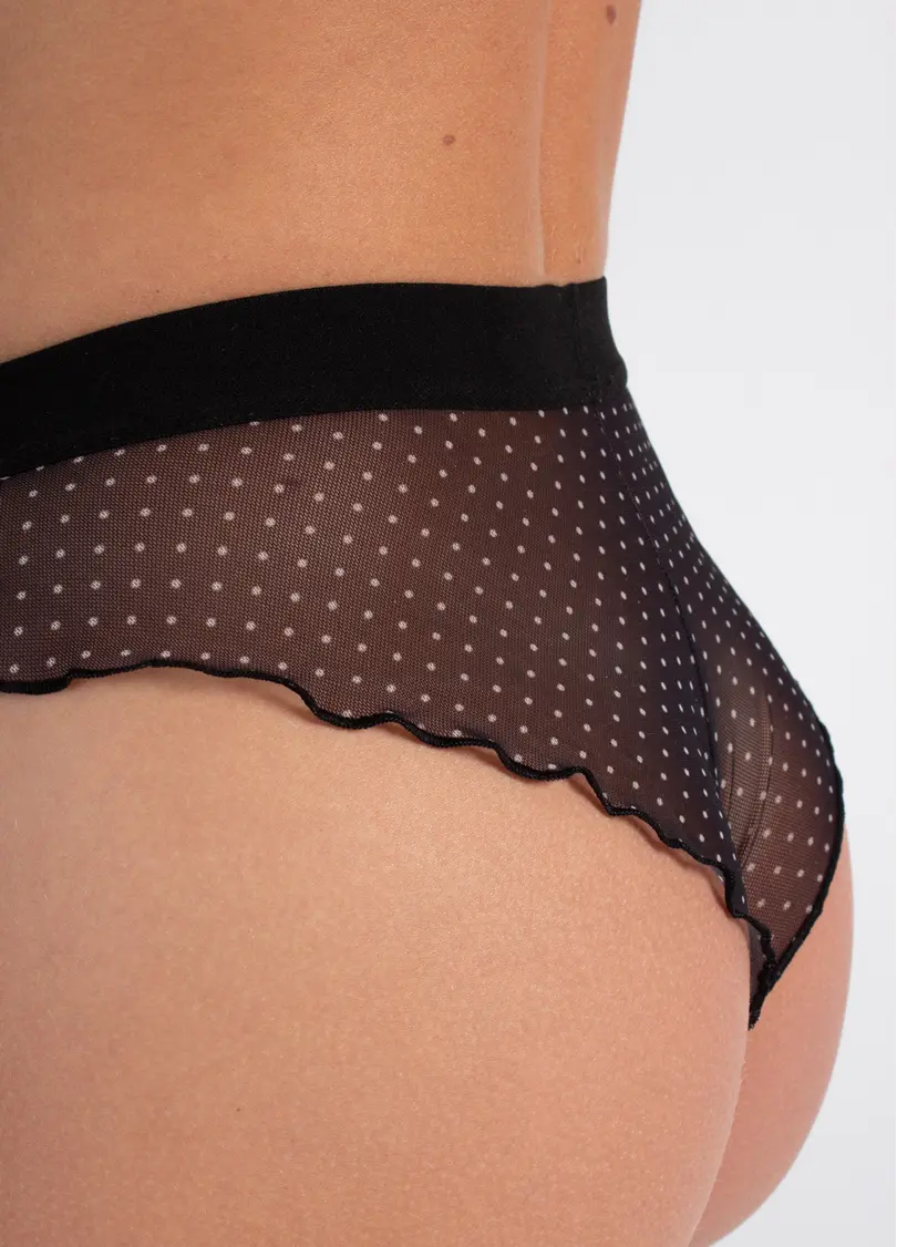 Бразиліана з сітки Glam 2240/40 black dots (чорний)