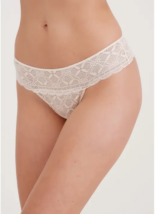 Жіночі труси бразиліана з мережива Keily 2225/31 cream pink (білий)