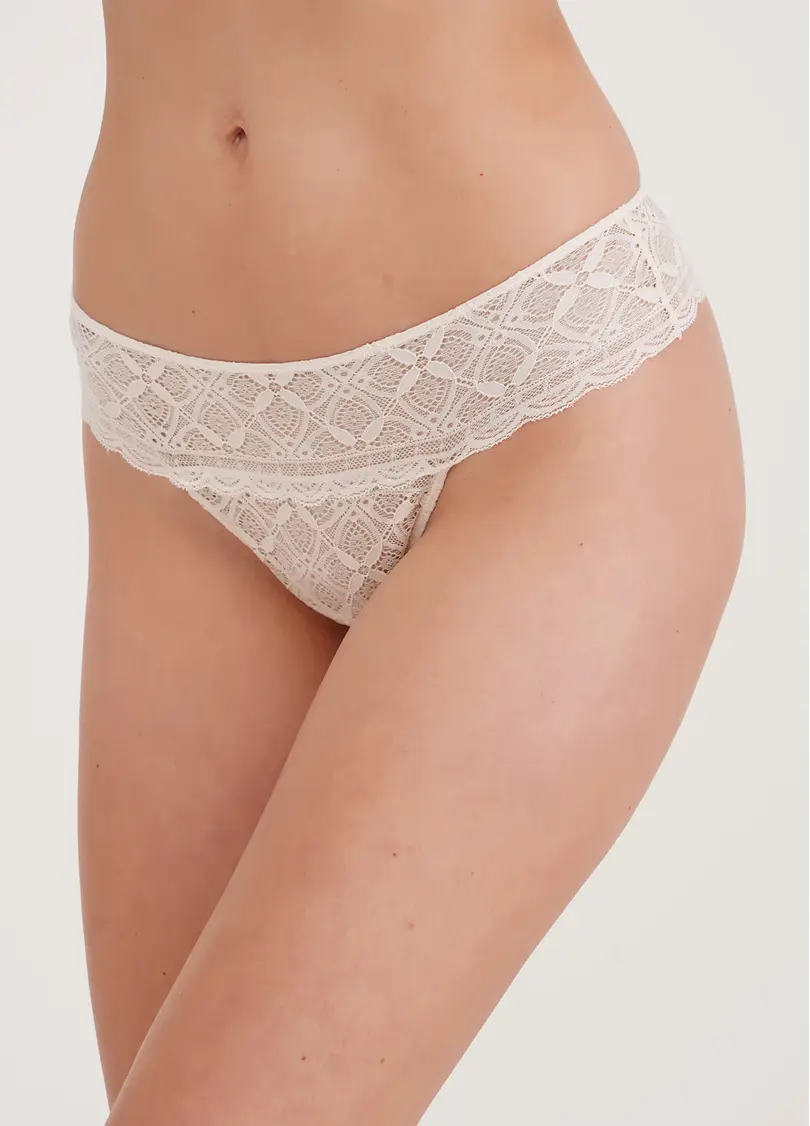Жіночі труси бразиліана з мережива Keily 2225/31 cream pink (білий)