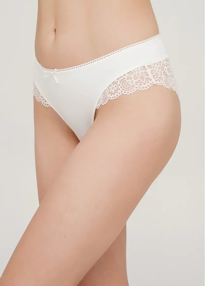 Трусики бразиліана з мереживом LINDA 2201/02 whisper white (білий)