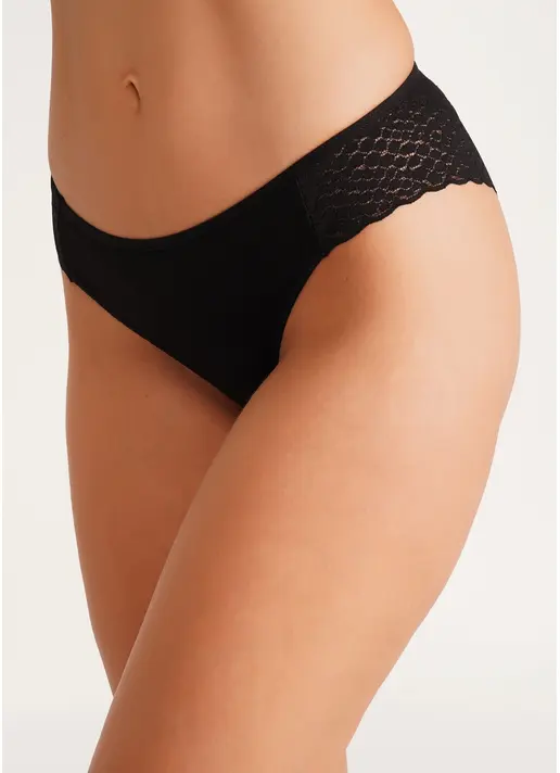 Бавовняні бразиліана з мереживом Lady lace 2234/61 black (чорний)