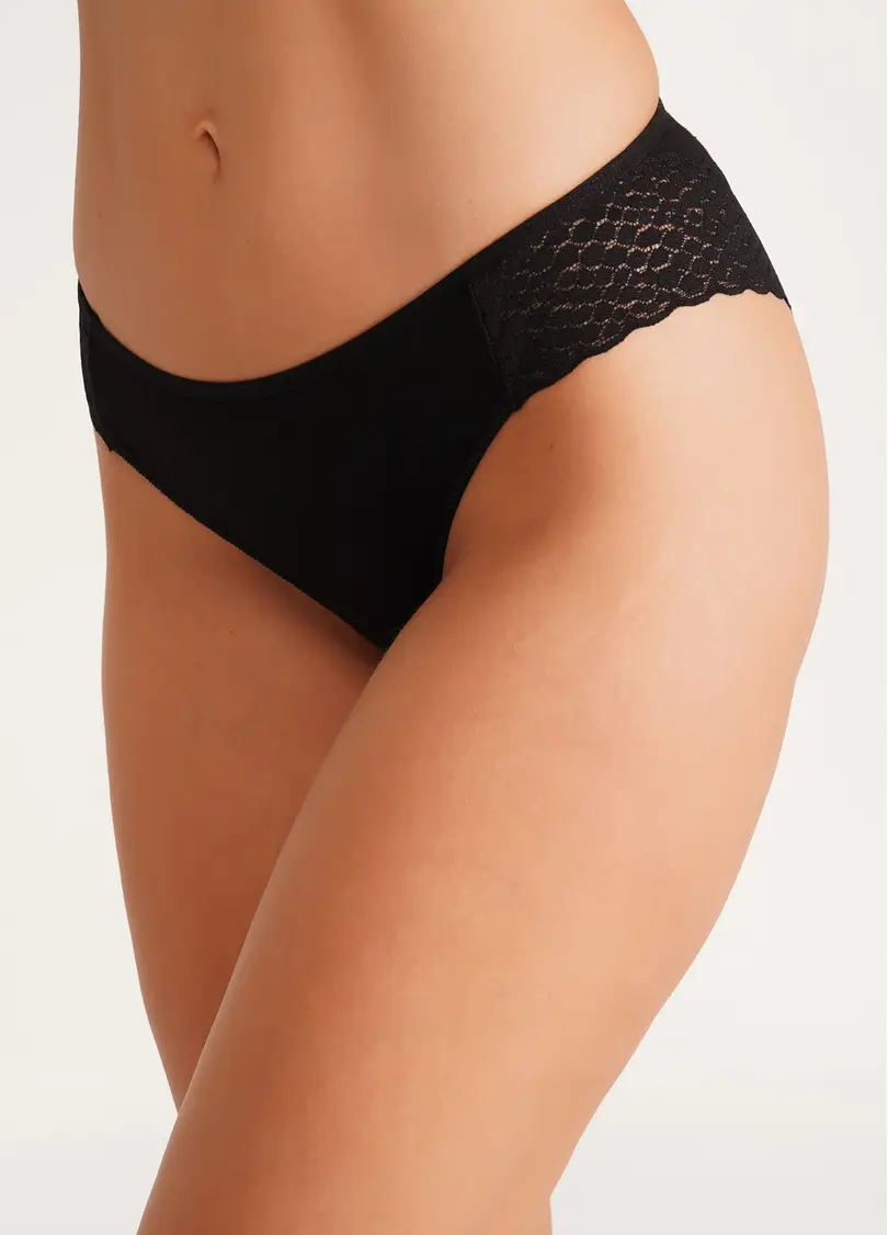 Бавовняні бразиліана з мереживом Lady lace 2234/61 black (чорний)