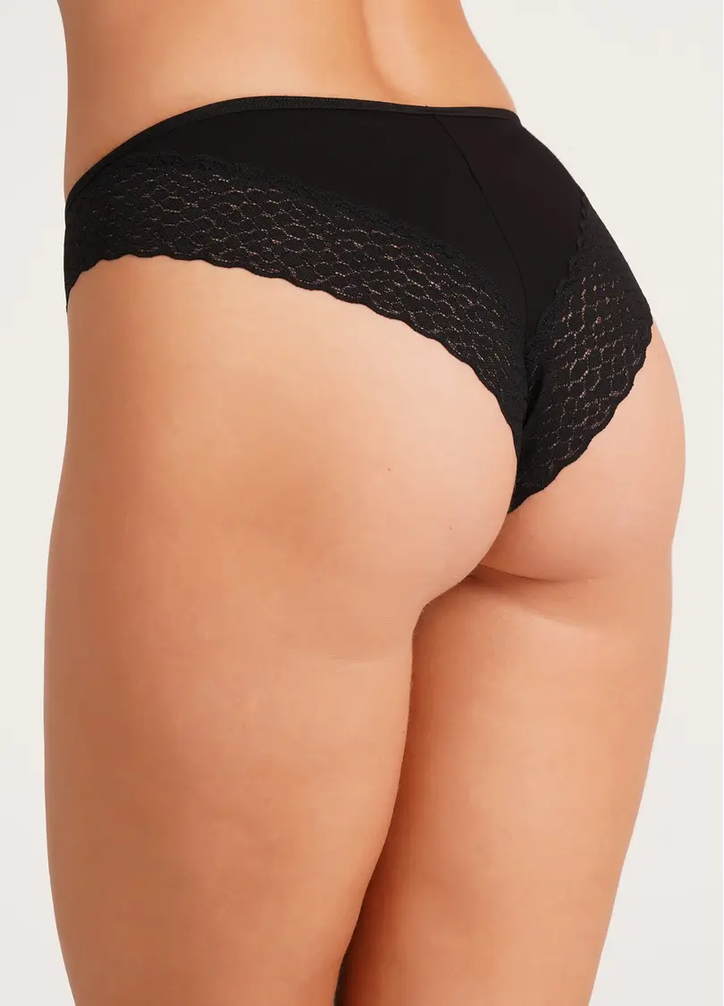 Бавовняні бразиліана з мереживом Lady lace 2234/61 black (чорний)