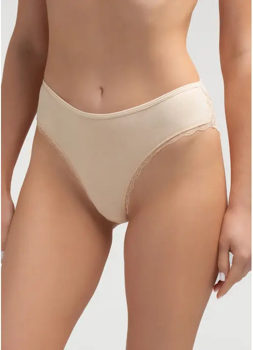 Труси класичні з бавовни з мереживом Lady lace 2316/61 beige (бежевий) Труси класичні з бавовни з мереживом Lady lace 2316/61 beige (бежевий)
