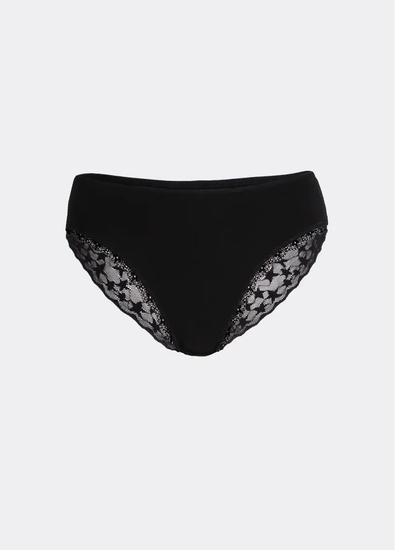 Труси класичні з бавовни з мереживом Lady lace 2316/61 black (чорний)