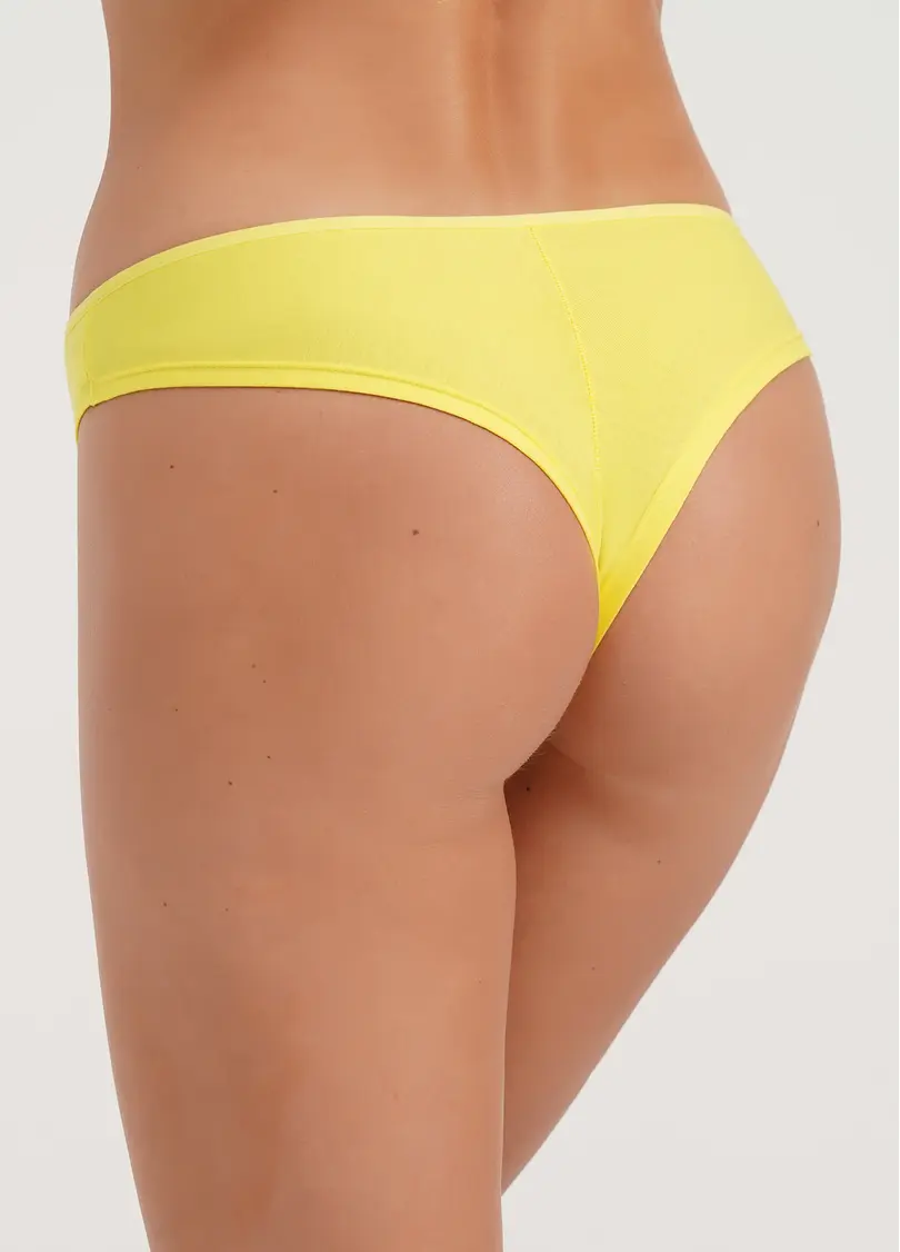 Трусики бразиліана бавовняні Leila 2206/60 yellow (жовтий)