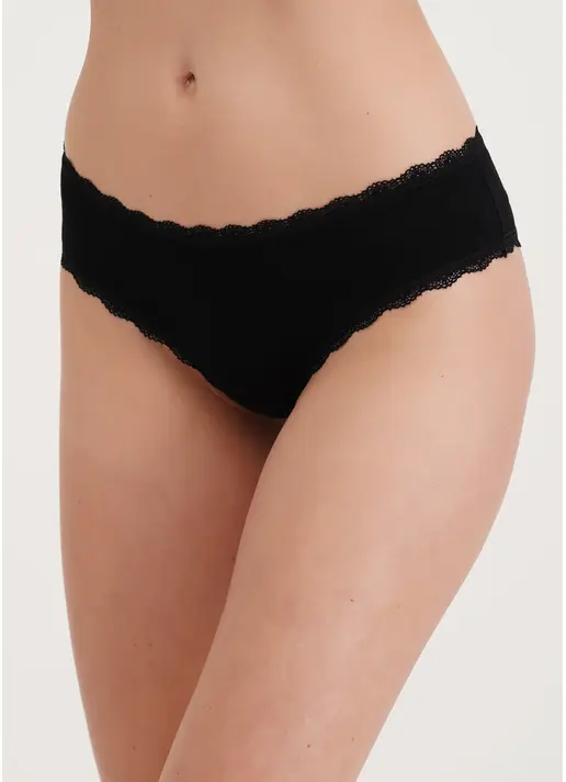 Труси бразиліана з бавовни та мережива Leila lace 2206/60 black (чорний) Труси бразиліана з бавовни та мережива Leila lace 2206/60 black (чорний)