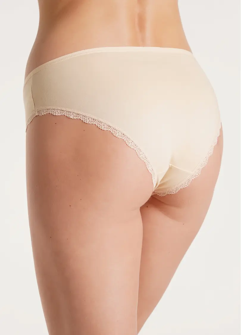 Труси сліпи з бавовни та мережива Leila lace 2301/60 beige (бежевий)