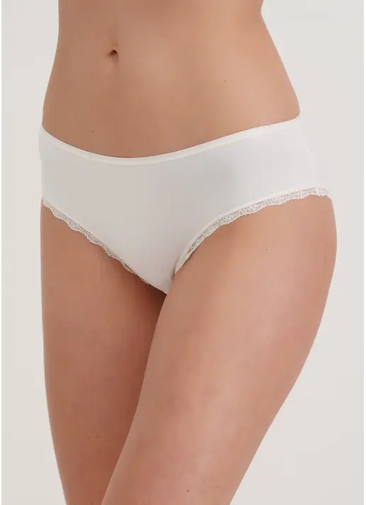 Труси сліпи з бавовни та мережива Leila lace 2301/60 whisper white (білий)