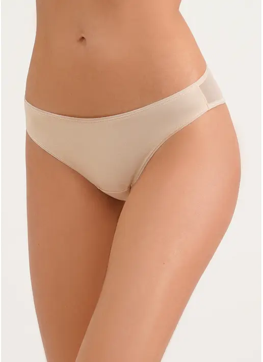 Бавовняні трусики бразиліана з сіткою Loise 2227/62 beige (бежевий)