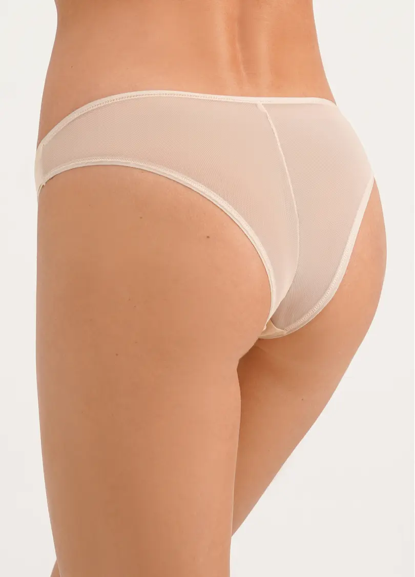Бавовняні трусики бразиліана з сіткою Loise 2227/62 beige (бежевий)