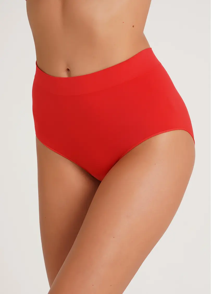 Безшовні трусики бріфи високі MIDI BRIEFS COLOR poincianа (червоний)