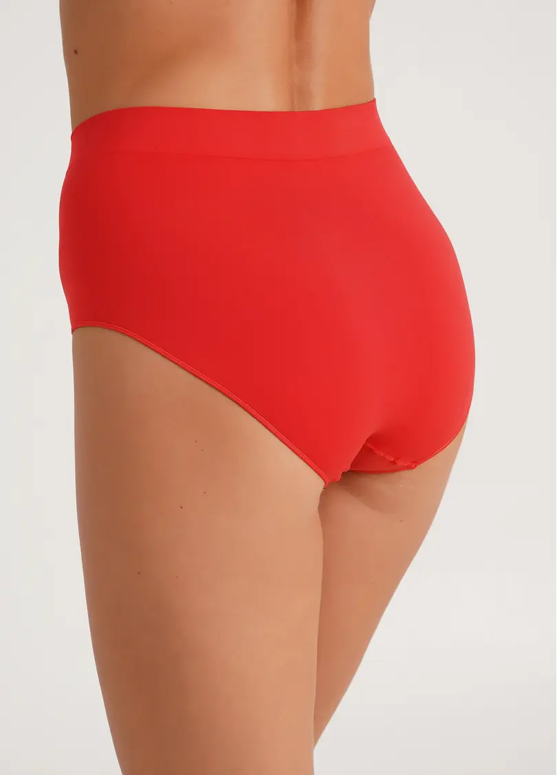 Безшовні трусики бріфи високі MIDI BRIEFS COLOR poincianа (червоний)