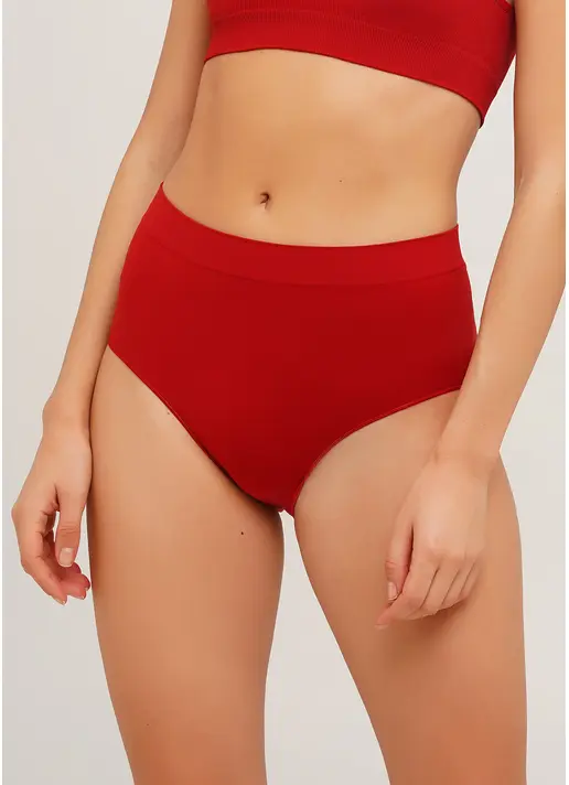 Безшовні трусики бріфи високі MIDI BRIEFS COLOR winery (червоний)