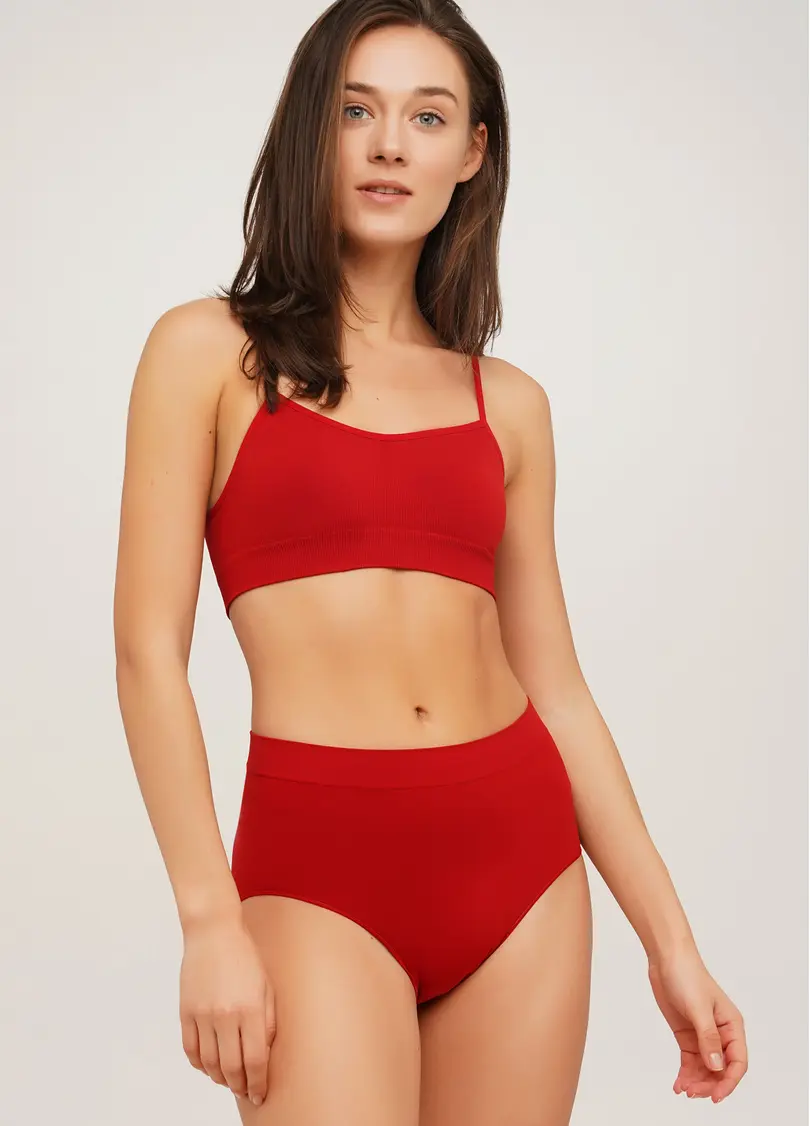 Безшовні трусики бріфи високі MIDI BRIEFS COLOR winery (червоний)