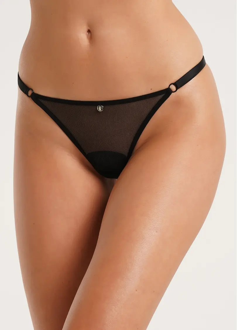 Трусики танга з сітки на тасьмі Nude 2110/40 black (чорний)