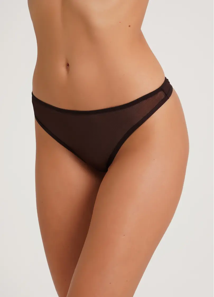 Трусики танга з сітки Orchid blom 2102/40 chocolate (коричневий)