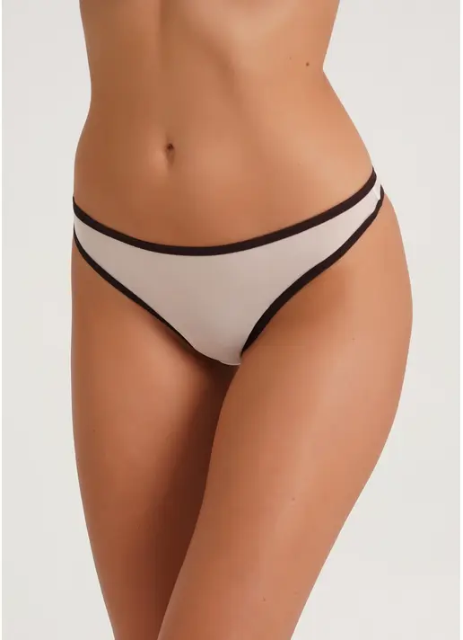 Трусики танга з контрастним краєм Orchid blom 2104/40 milk/chocolate (білий)