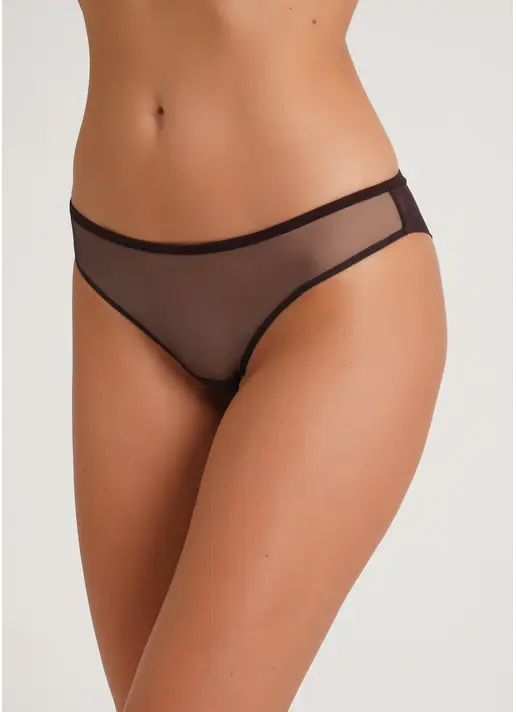 Трусики бразилиана полупрозаные из сетки Orchid blom 2210/40 chocolate (коричневый)