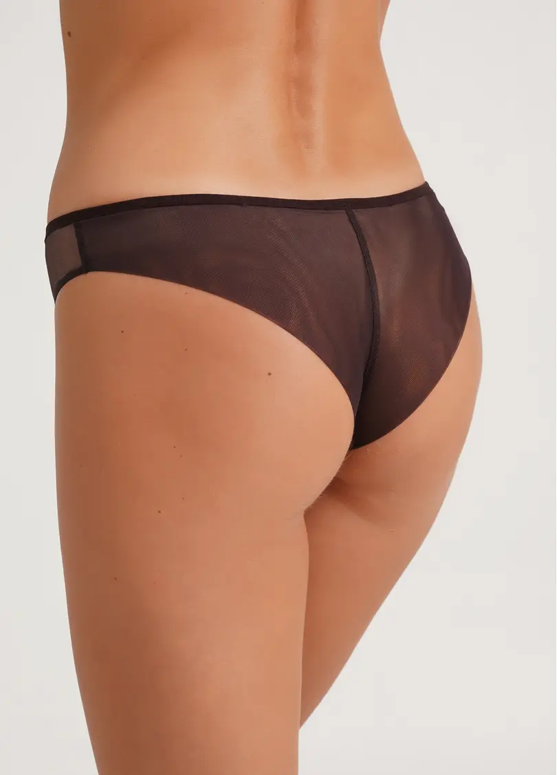 Трусики бразиліана напівпрозові з сітки Orchid blom 2210/40 chocolate (коричневий)