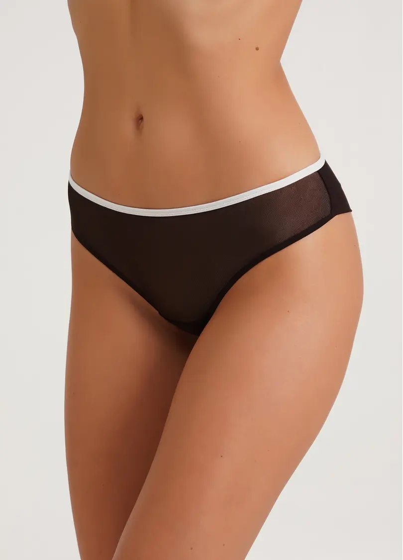 Трусики бразиліана з контрастною резинкою Orchid blom 2210/40 chocolate/milk (коричневий)