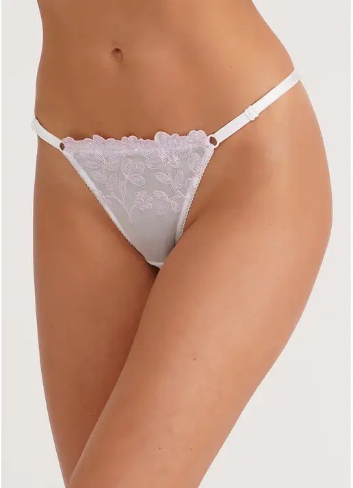 Трусики танга з сітки в квіти на тасьмі Provance 2110/31 white/rose (білий/рожевий) Трусики танга з сітки в квіти на тасьмі Provance 2110/31 white/rose (білий/рожевий)