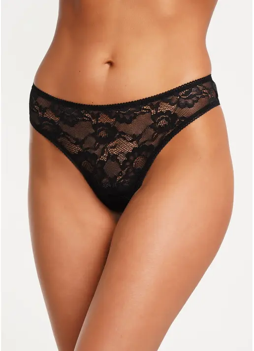 Трусики стрінги з мережива та сітки Rosa 2102/32 black (чорний)