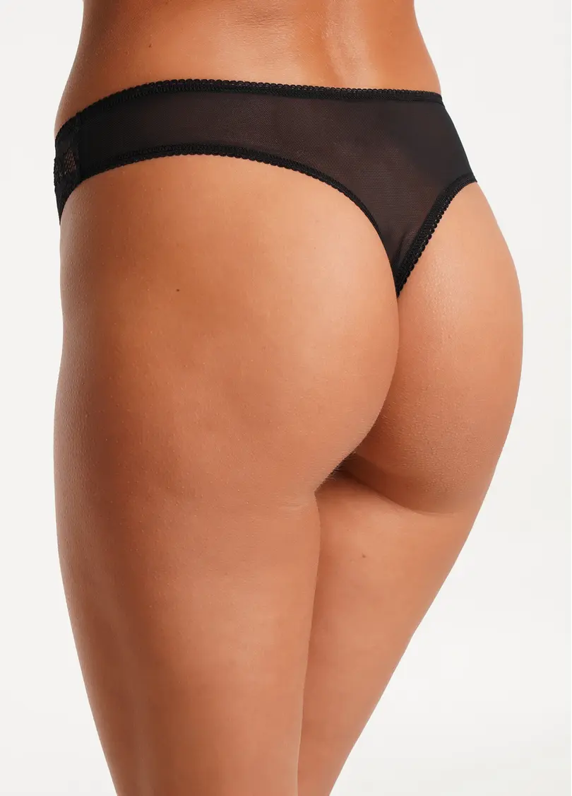 Трусики стрінги з мережива та сітки Rosa 2102/32 black (чорний)